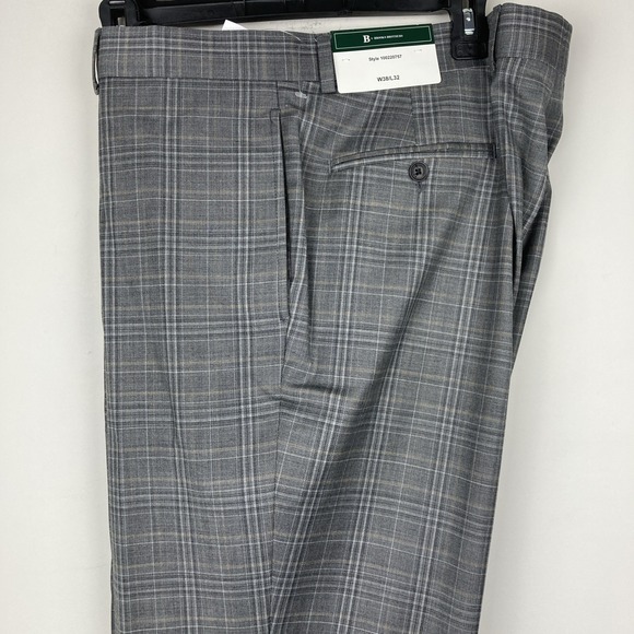Brooks Brothers Mens Classic fit Dress Pants 38W 32L Grey Plaid